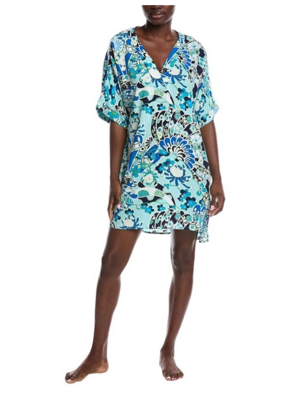 N Natori Womens Fusion Fans Challis Sleepshirt, Blue large